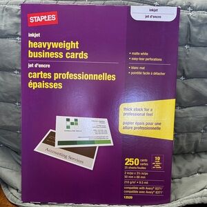 Staples Heavyweight Business Cards - Inkjet - 250 cards